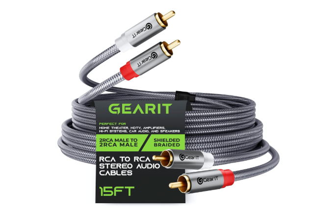 Elite Cavi Audio RCA 15 Ft (4,5 M) A 2 Canali - OFC 99,9% Con Tripla Schermatura Per Suono Hi-Fi